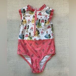Disney Princess Zip-Up One Piece Girls Bathing Suit. 18 Months